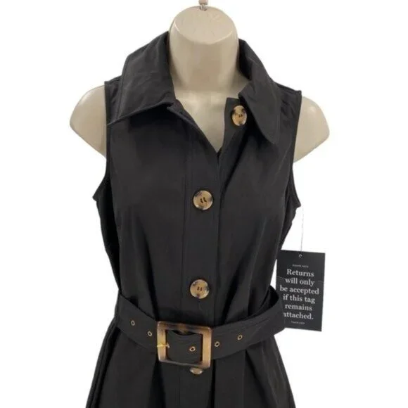 Tuckernuck NEW Black Sleeveless Button Down Chamberlin Shirt Midi Dress Size M - Picture 6 of 11